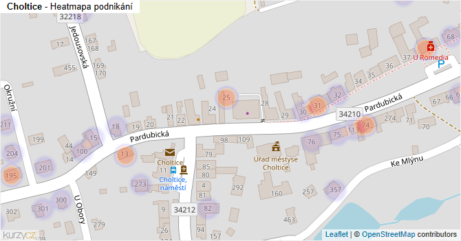 Choltice - mapa podnikání
