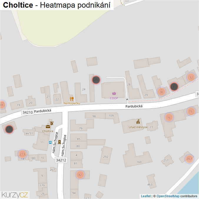 Mapa Choltice - Firmy v obci.