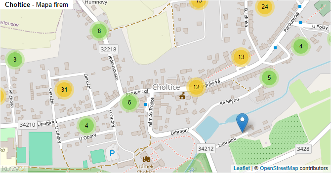 Choltice - mapa firem
