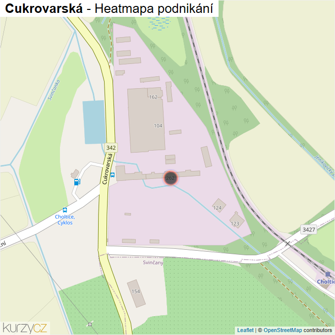 Mapa Cukrovarská - Firmy v ulici.