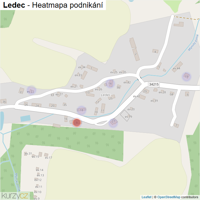 Mapa Ledec - Firmy v části obce.