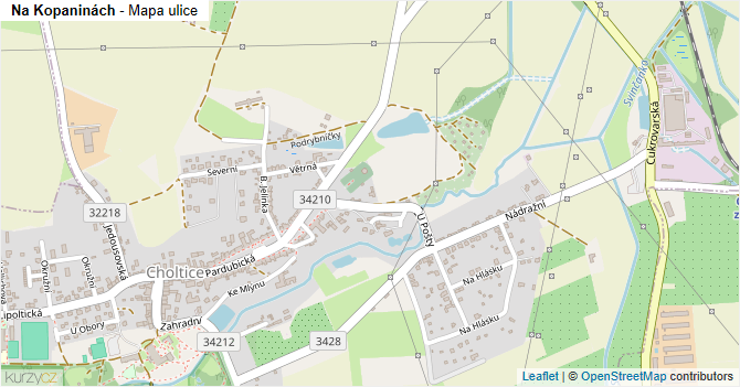 Na Kopaninách - mapa ulice