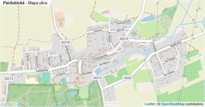 Pardubická - mapa ulice