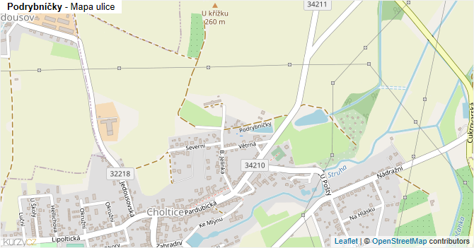Podrybníčky - mapa ulice