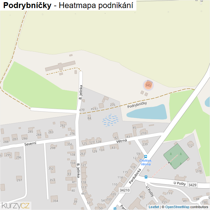 Mapa Podrybníčky - Firmy v ulici.