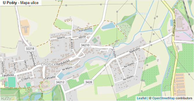 U Pošty - mapa ulice