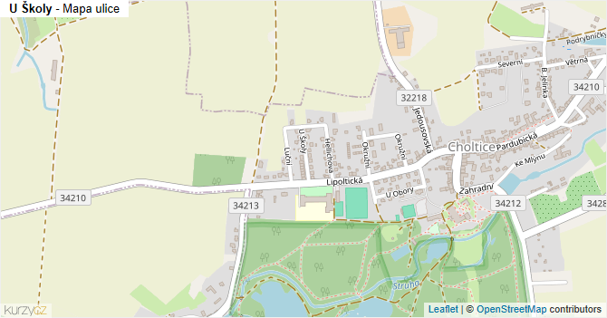 U Školy - mapa ulice