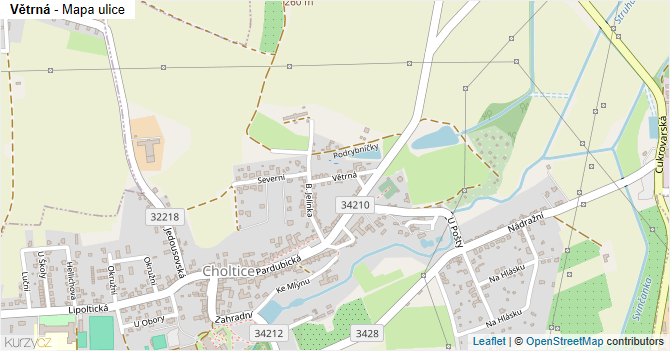 Větrná - mapa ulice