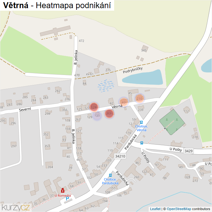 Mapa Větrná - Firmy v ulici.