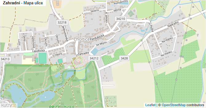 Zahradní - mapa ulice