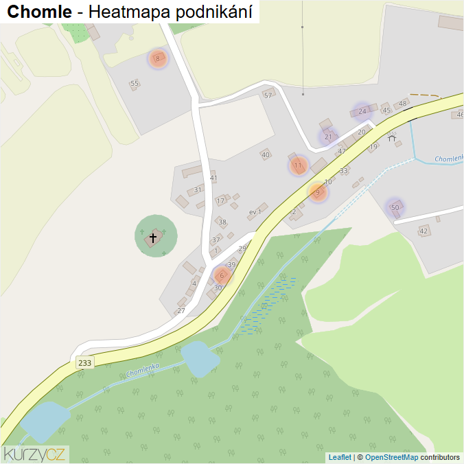 Mapa Chomle - Firmy v části obce.
