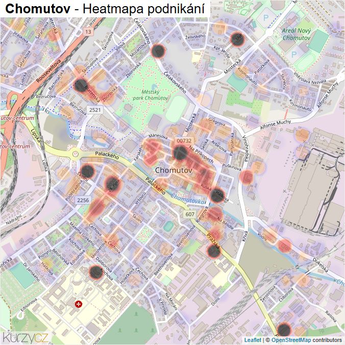 Mapa Chomutov - Firmy v obci.