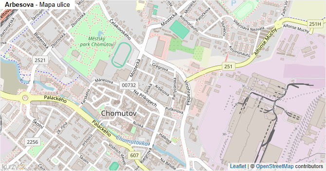 Arbesova - mapa ulice