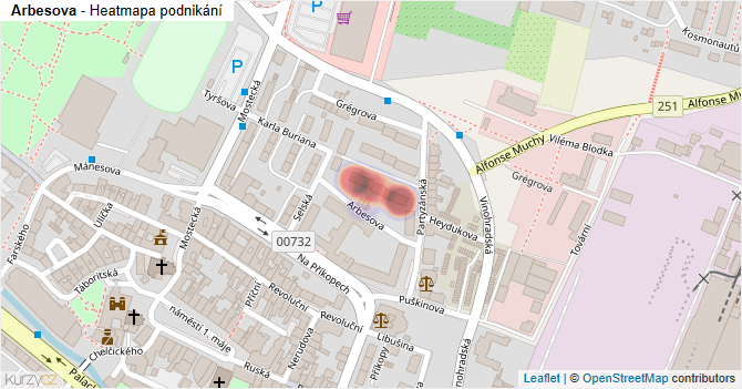 Arbesova - mapa podnikání