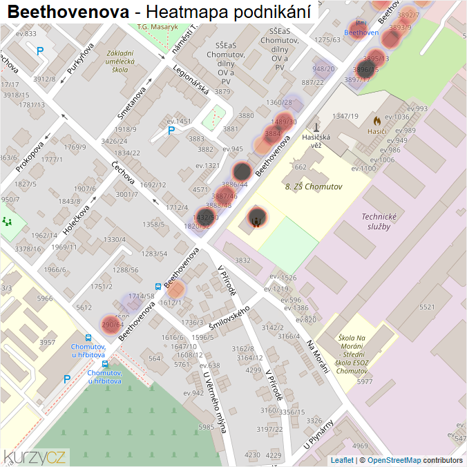 Mapa Beethovenova - Firmy v ulici.