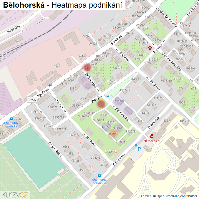 Mapa Bělohorská - Firmy v ulici.