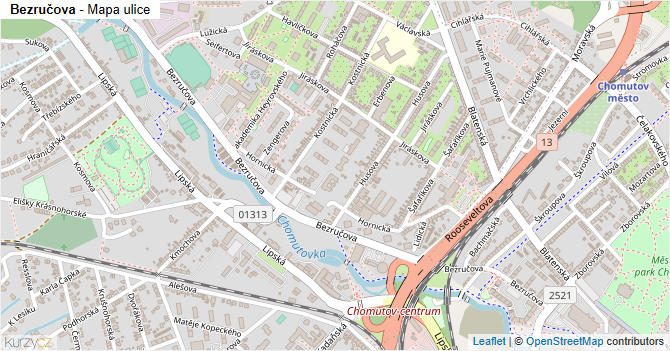 Bezručova - mapa ulice