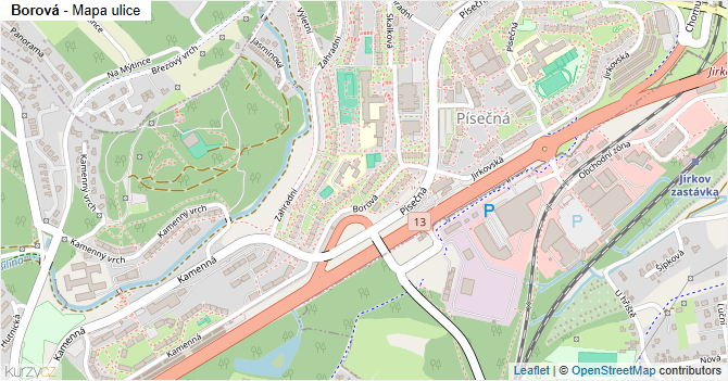 Borová - mapa ulice