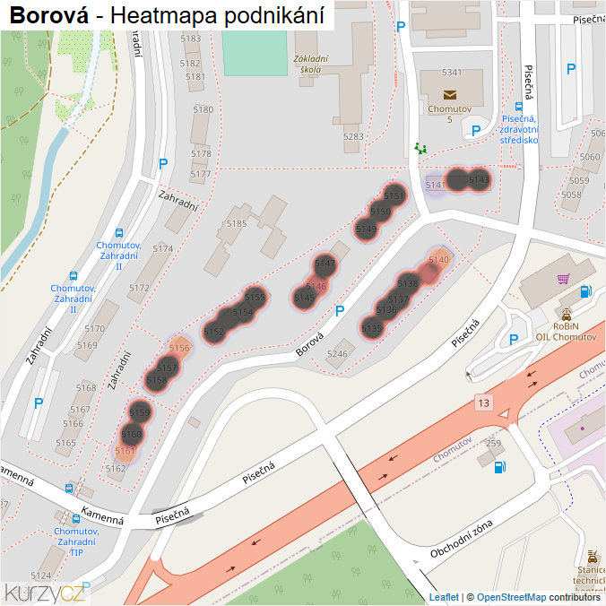 Mapa Borová - Firmy v ulici.