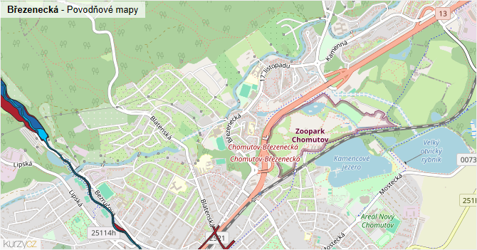 Březenecká - záplavové mapy stoleté vody