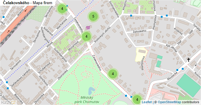 Čelakovského - mapa firem