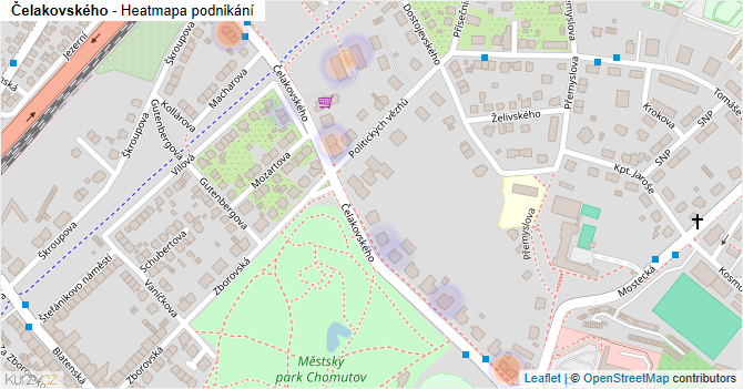 Čelakovského - mapa podnikání
