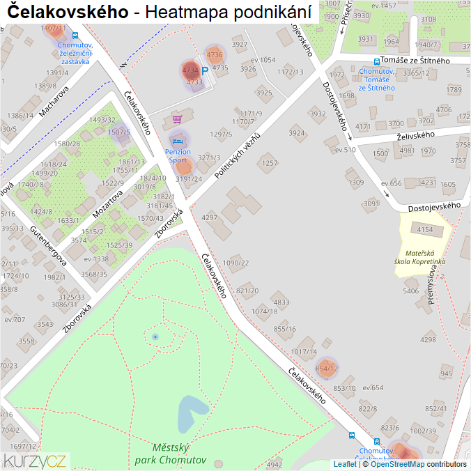 Mapa Čelakovského - Firmy v ulici.
