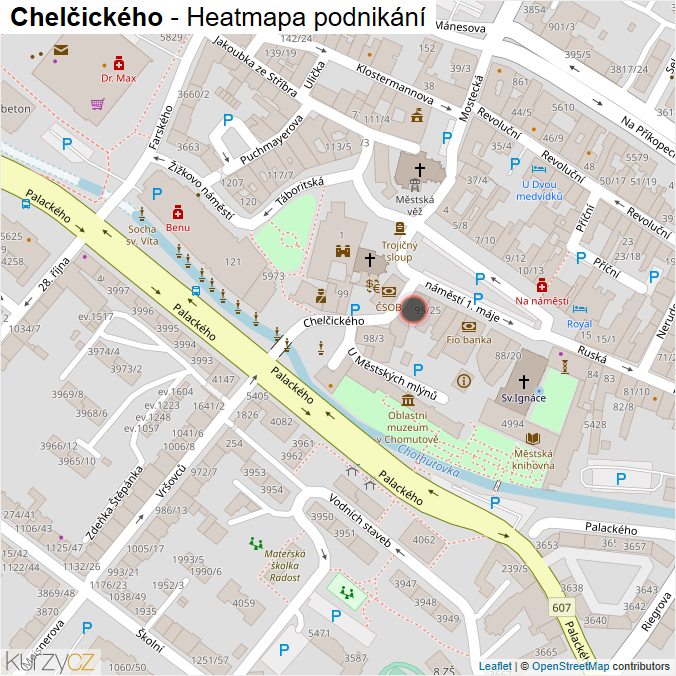 Mapa Chelčického - Firmy v ulici.