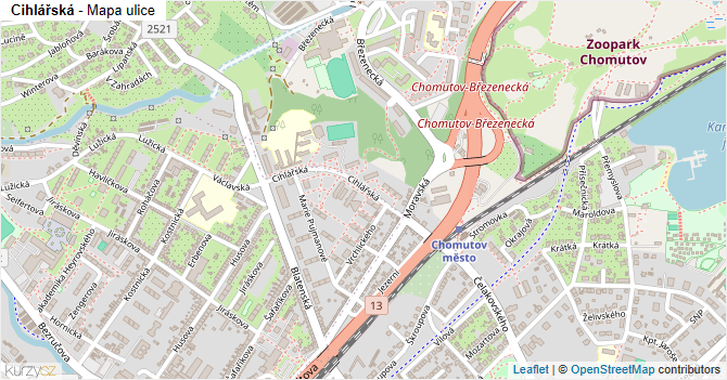 Cihlářská - mapa ulice