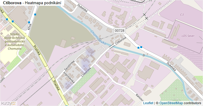Ctiborova - mapa podnikání