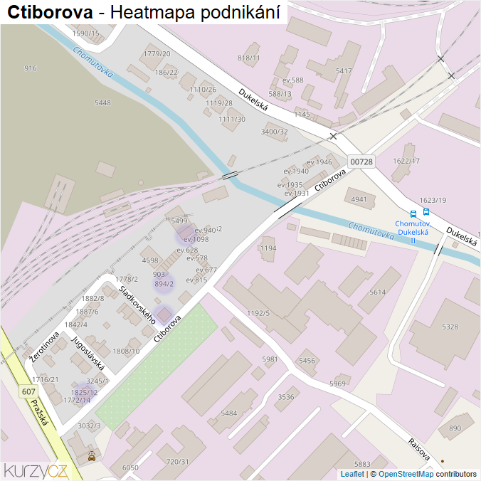 Mapa Ctiborova - Firmy v ulici.
