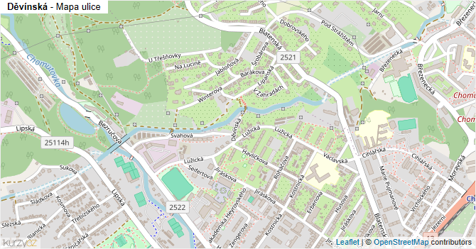Děvínská - mapa ulice