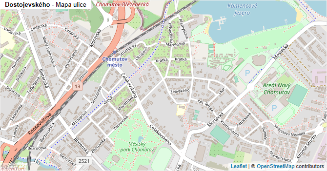 Dostojevského - mapa ulice