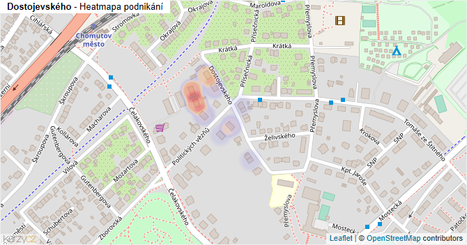 Dostojevského - mapa podnikání