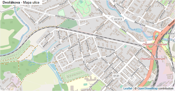 Dvořákova - mapa ulice