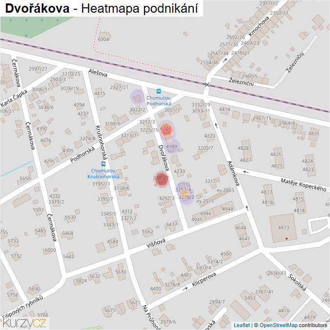 Mapa Dvořákova - Firmy v ulici.