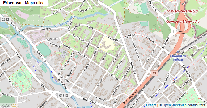 Erbenova - mapa ulice