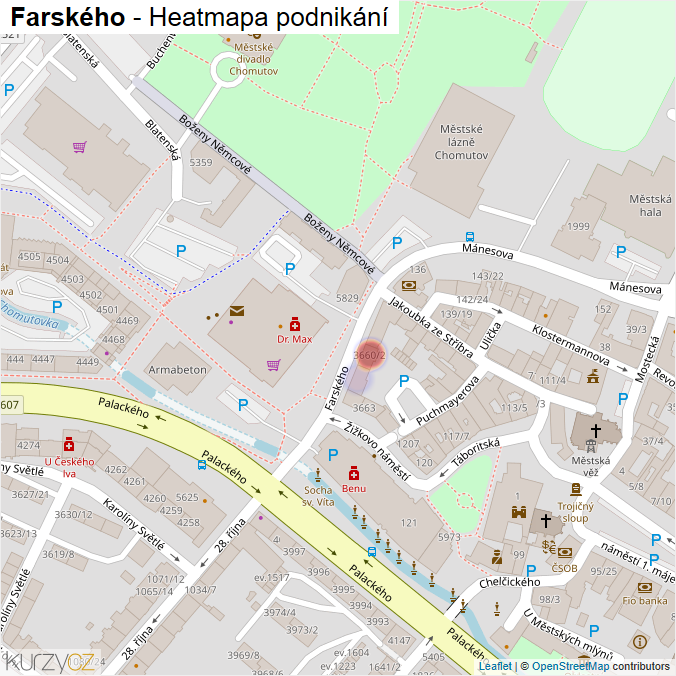 Mapa Farského - Firmy v ulici.