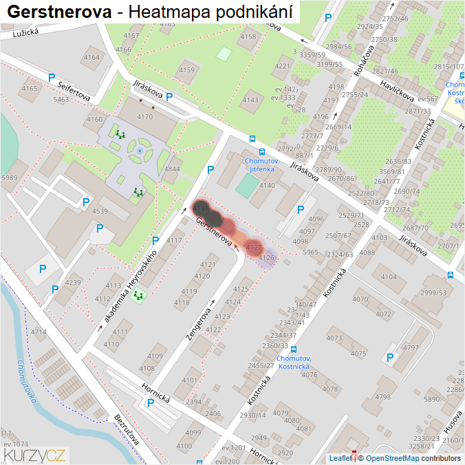 Mapa Gerstnerova - Firmy v ulici.