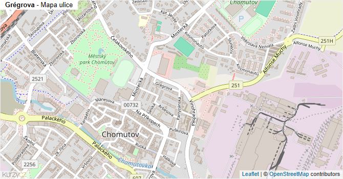 Grégrova - mapa ulice