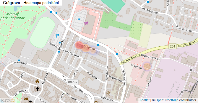 Grégrova - mapa podnikání
