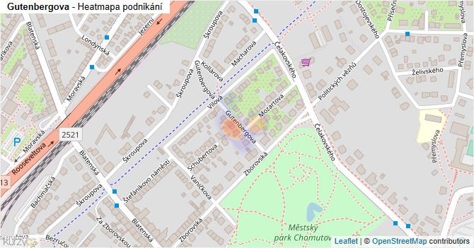 Gutenbergova - mapa podnikání