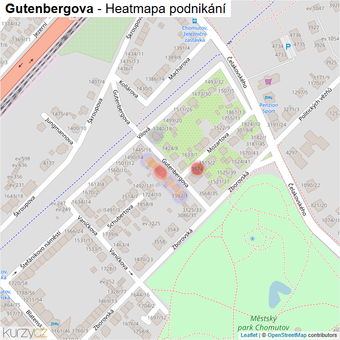 Mapa Gutenbergova - Firmy v ulici.