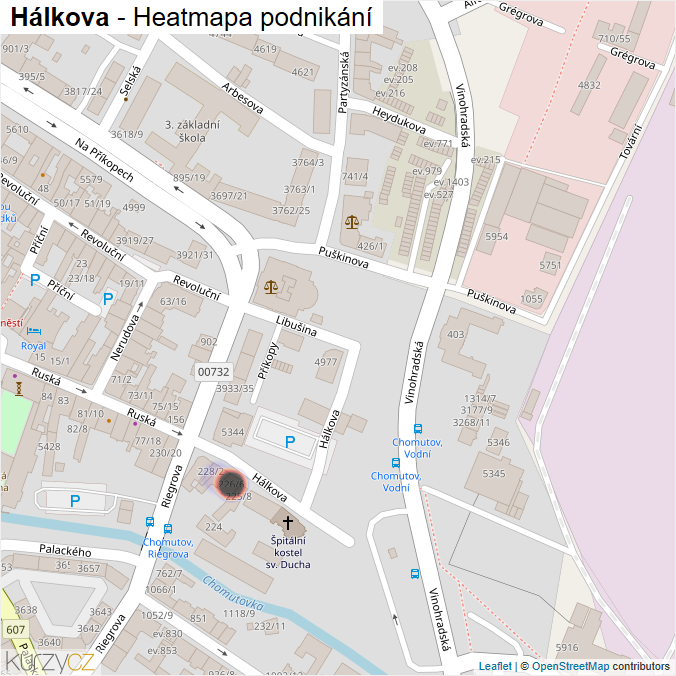 Mapa Hálkova - Firmy v ulici.