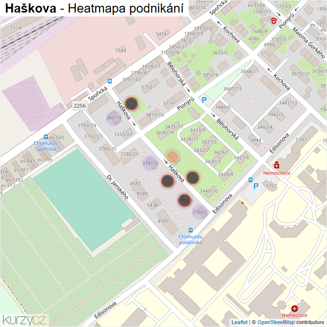 Mapa Haškova - Firmy v ulici.