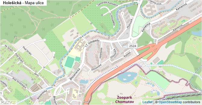Holešická - mapa ulice