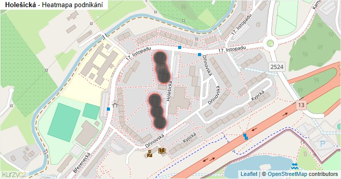 Holešická - mapa podnikání