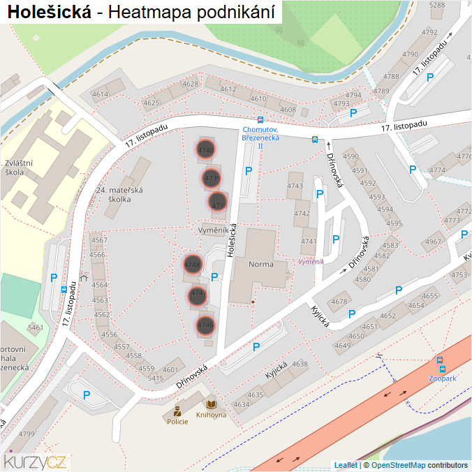 Mapa Holešická - Firmy v ulici.