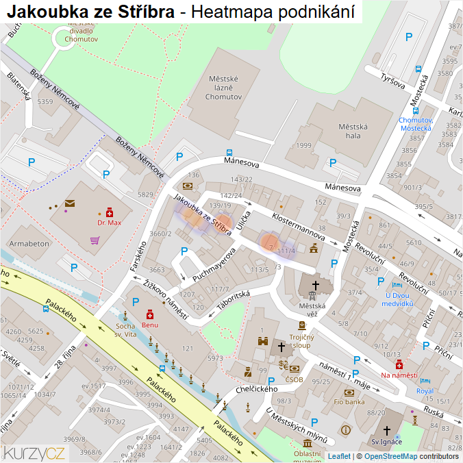 Mapa Jakoubka ze Stříbra - Firmy v ulici.