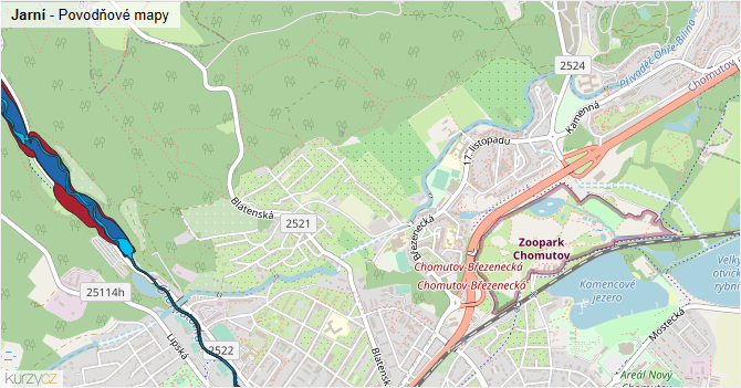 Jarní - záplavové mapy stoleté vody